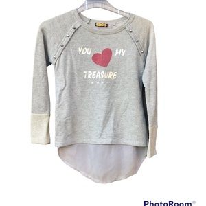 fi-ha-ha Sweater Girls Graphic Knit You Are My Treasure Heart Gray